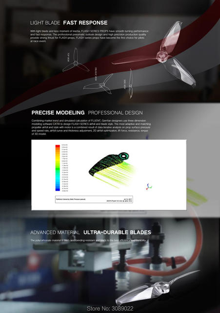 16 sztuk Gemfan Flash 5552 - 3 ostrza, 5 calowe PC śmigła CW CCW prop, kompatybilne z ramą FPV Racing Drone VS Gemfan 5152 - Wianko - 2