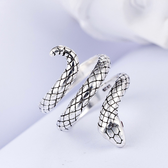 Pierścień węża z żywym kształtem, wykonany ręcznie, ze srebra 925 - XIYANIKE - Wianko - 4