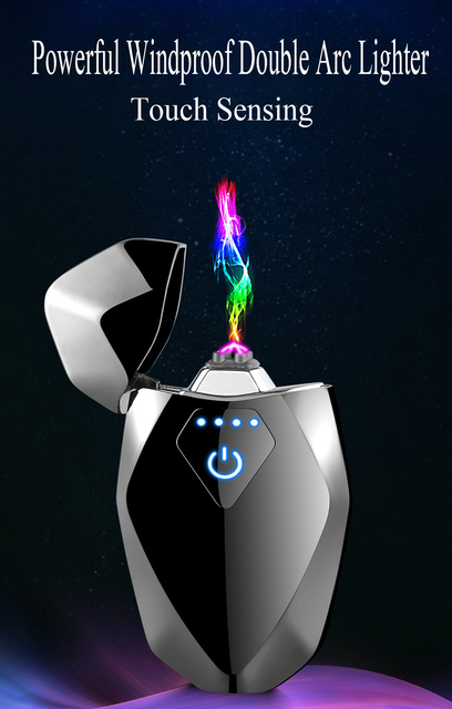 Zapalniczka elektryczna Diament z podwójnym łukiem USB, wiatroodporna, dotykowa - Wianko - 17