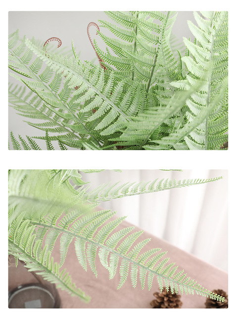 Sztuczna roślina zielona paproć – dekoracja wnętrz, plastikowe kwiaty, dekoracja ślubna, duża perska trawa, bukiet Home Decor - Wianko - 5