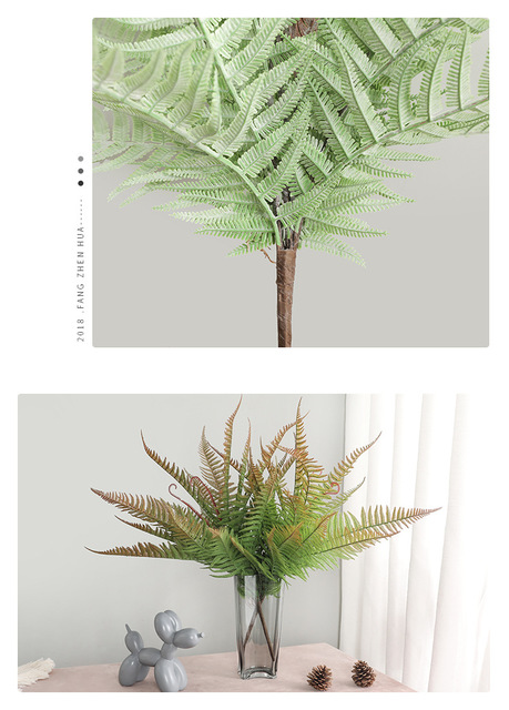 Sztuczna roślina zielona paproć – dekoracja wnętrz, plastikowe kwiaty, dekoracja ślubna, duża perska trawa, bukiet Home Decor - Wianko - 6