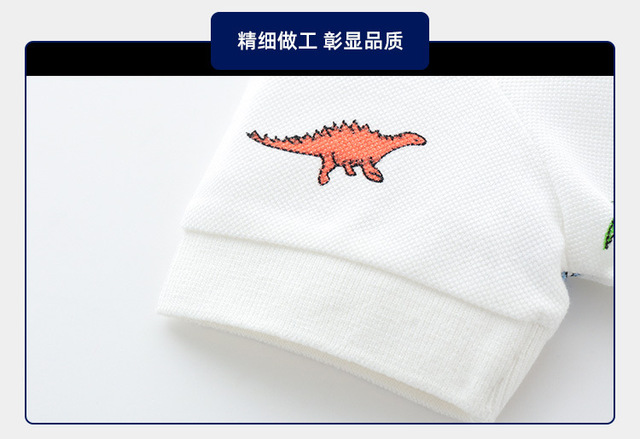 Letnia koszulka POLO dla chłopców z krótkim rękawem - Casual Trend, drukowana bawełniana koszulka dziecięca z motywem dinozaura - Wianko - 6
