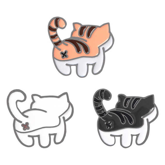 Plakietka emaliowana Cat Butt dla miłośników kotów - zabawny prezent na plecak, torbę, kapelusz i kurtki - broszka dla dorosłych i dzieci - Wianko - 1