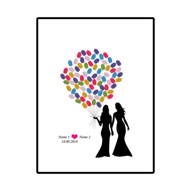 Księga gości pocałunek kochanków - dostosowany wzór na wesele, rocznicę, DIY dekoracje z odciskami palców, malowanie na płótnie tuszem - 1 sztuka - Wianko - 13