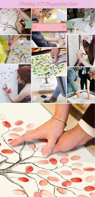 Księga gości pocałunek kochanków - dostosowany wzór na wesele, rocznicę, DIY dekoracje z odciskami palców, malowanie na płótnie tuszem - 1 sztuka - Wianko - 3