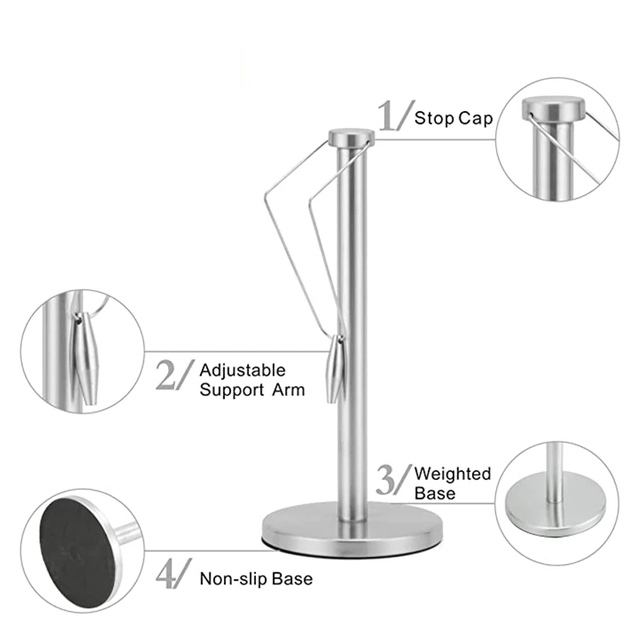 Uchwyt na papierowy ręcznik, stal nierdzewna, dozownik w rolce, organizator na blat kuchenny i stół jadalniany, Sil - Wianko - 14