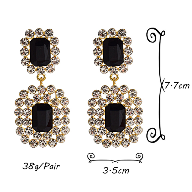 Luksusowe kolczyki wiszące z nowymi kryształami wysokiej jakości - geometryczne długie trendy mody dla kobiet - Wianko - 1