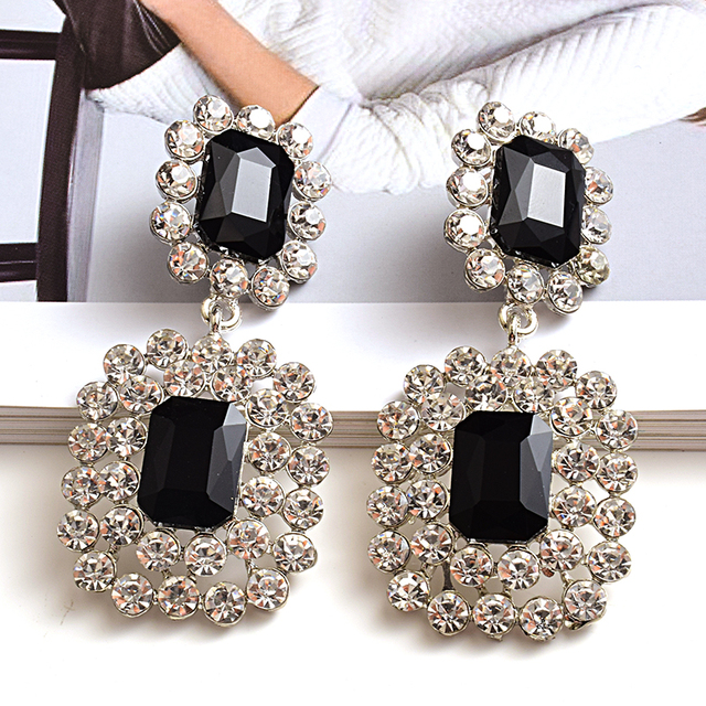Luksusowe kolczyki wiszące z nowymi kryształami wysokiej jakości - geometryczne długie trendy mody dla kobiet - Wianko - 11