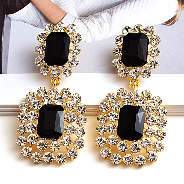 Luksusowe kolczyki wiszące z nowymi kryształami wysokiej jakości - geometryczne długie trendy mody dla kobiet - Wianko - 10