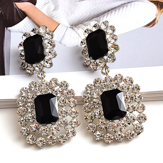 Luksusowe kolczyki wiszące z nowymi kryształami wysokiej jakości - geometryczne długie trendy mody dla kobiet - Wianko - 12