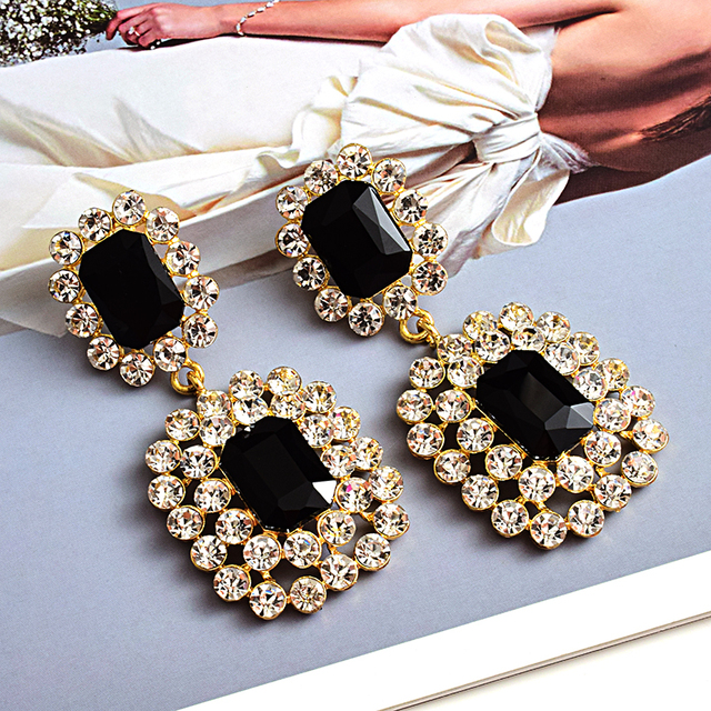 Luksusowe kolczyki wiszące z nowymi kryształami wysokiej jakości - geometryczne długie trendy mody dla kobiet - Wianko - 4