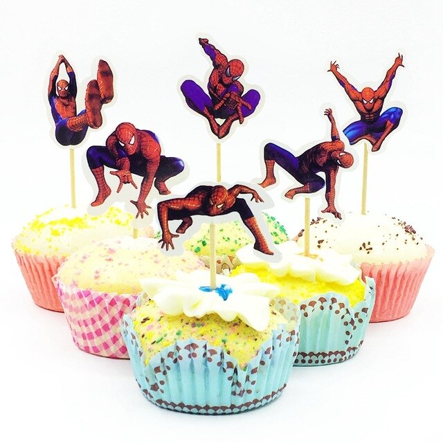 Dekoracje na imprezę urodzinową Spiderman - 24 sztuki ciasta, karta do pieczenia, postacie z kreskówek, narzędzie do dekoracji ciast dla dzieci - Wianko - 2