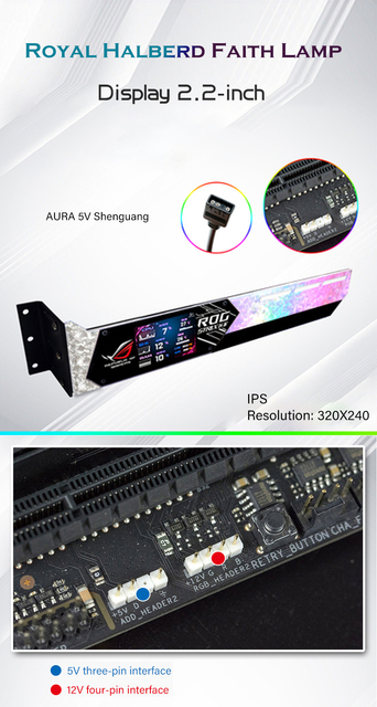 Wspornik GPU 5V ARGB z monitorem temperatury 2.2 Cal - dekoracja dla graczy z kartą graficzną Gundam ROG - Wianko - 1