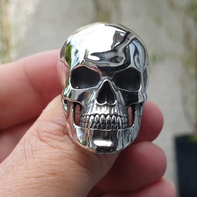 Męski pierścień Biker z motywem czaszki w stylu Hip-hop, Gothic, Punk Rock - Wianko - 1