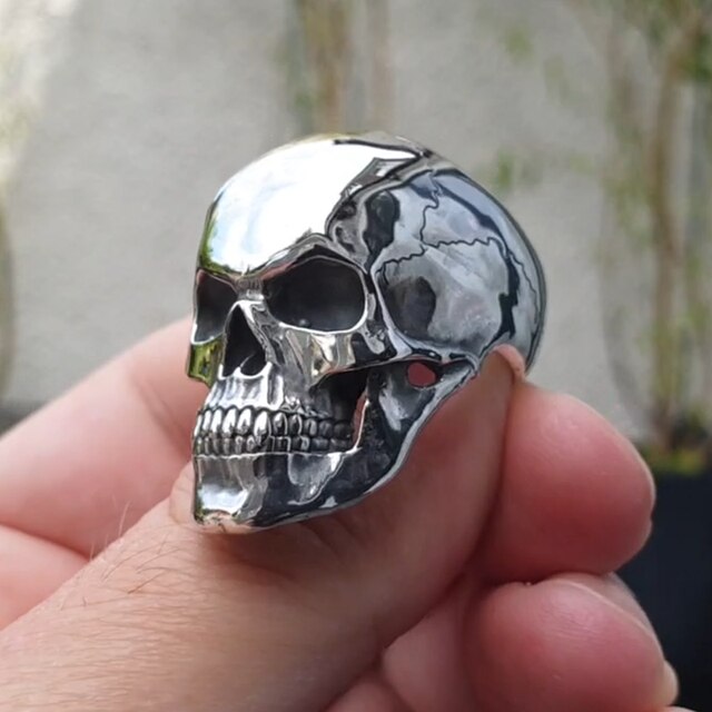 Męski pierścień Biker z motywem czaszki w stylu Hip-hop, Gothic, Punk Rock - Wianko - 2