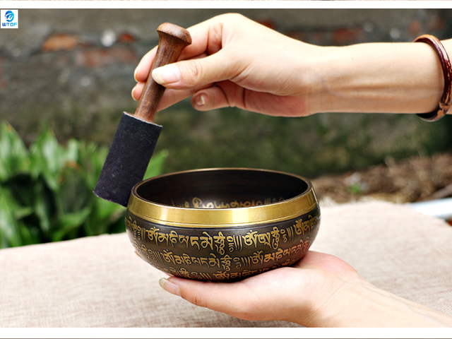 Tybetańska misa dźwiękowa do jogi i medytacji, terapia dźwiękiem, ręcznie wykonana w Nepalu, buddystyczna miska dźwiękowa 8cm-14.5cm - Wianko - 16