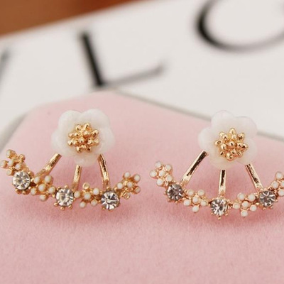 Kolczyki wiszące z koreańskiego hot modelu - Złote okrągłe kółka z kryształami i rhinestonami - Prezent biżuteryjny dla kobiet - Wianko - 8