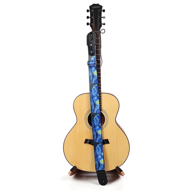 Pasek gitarowy zagęścić Folk-Custom do gitary akustycznej i elektrycznej oraz ukulele i basu w kolorze niebieskiej gwiaździstej nocy - Wianko - 3