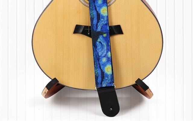 Pasek gitarowy zagęścić Folk-Custom do gitary akustycznej i elektrycznej oraz ukulele i basu w kolorze niebieskiej gwiaździstej nocy - Wianko - 5