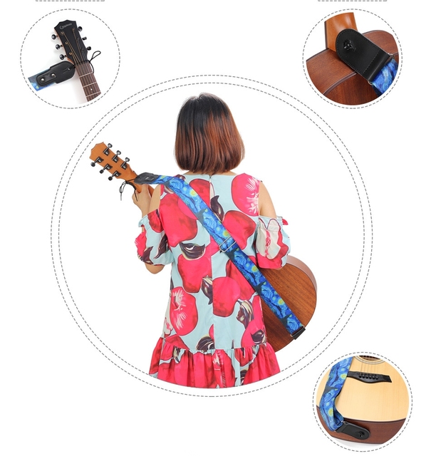 Pasek gitarowy zagęścić Folk-Custom do gitary akustycznej i elektrycznej oraz ukulele i basu w kolorze niebieskiej gwiaździstej nocy - Wianko - 1
