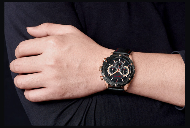 Męski zegarek MEGIR wodoodporny, skórzany, świetlny, wielofunkcyjny, chronograficzny, kwarcowy, moda sportowa - Wianko - 15