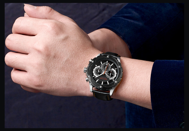 Męski zegarek MEGIR wodoodporny, skórzany, świetlny, wielofunkcyjny, chronograficzny, kwarcowy, moda sportowa - Wianko - 13