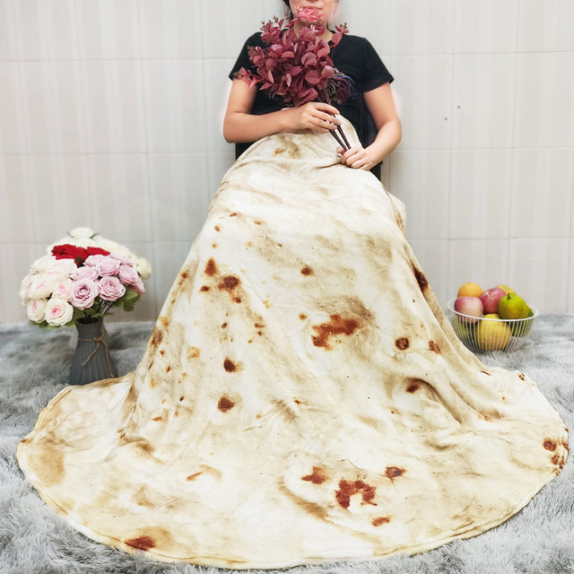Miękki koc Pizza Tortilla Lavash wełniany narzuta na łóżko Sofa Plaid pluszowa Manta Burrito rzut Pita - Wianko - 28