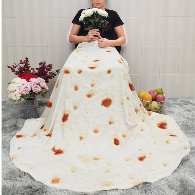 Miękki koc Pizza Tortilla Lavash wełniany narzuta na łóżko Sofa Plaid pluszowa Manta Burrito rzut Pita - Wianko - 25