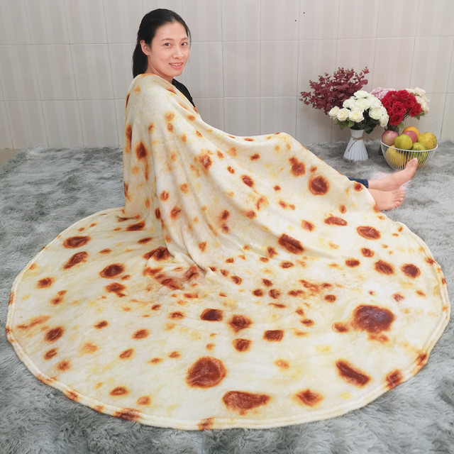 Miękki koc Pizza Tortilla Lavash wełniany narzuta na łóżko Sofa Plaid pluszowa Manta Burrito rzut Pita - Wianko - 38