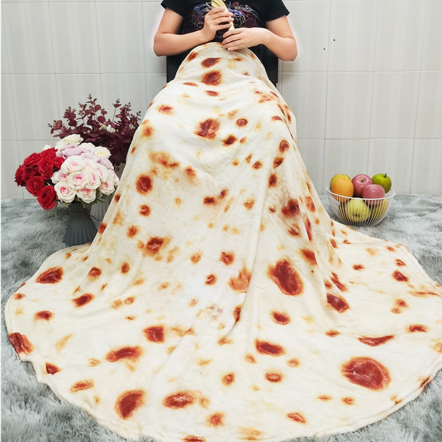 Miękki koc Pizza Tortilla Lavash wełniany narzuta na łóżko Sofa Plaid pluszowa Manta Burrito rzut Pita - Wianko - 23