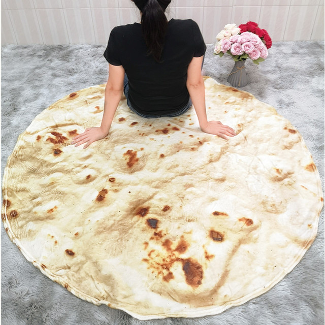 Miękki koc Pizza Tortilla Lavash wełniany narzuta na łóżko Sofa Plaid pluszowa Manta Burrito rzut Pita - Wianko - 24