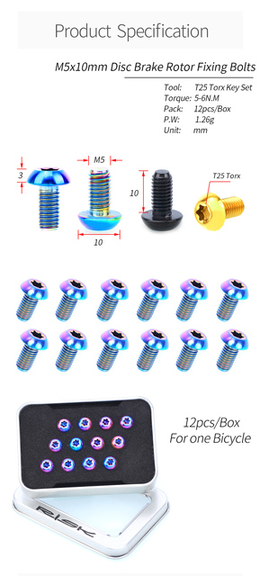 Tytuł: Wirnik hamulca tarczowego M5*10mm T25 Ti  z tytanowymi śrubami Torx  - akcesoria rowerowe MTB/ szosowe - Wianko - 2