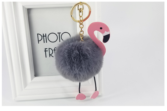 Breloczek Flamingo Charms Pompom - ręcznie robiony breloczek do kluczy w kształcie ślicznych kul Flamingo na prezent - Wianko - 15