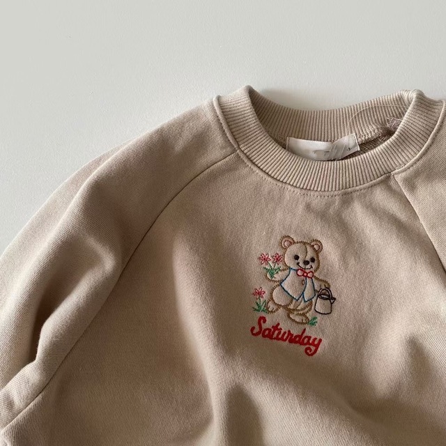 Długorękawowa bluza z haftowanym misiem dla dzieci - nowa kolekcja 2021 - Wianko - 7