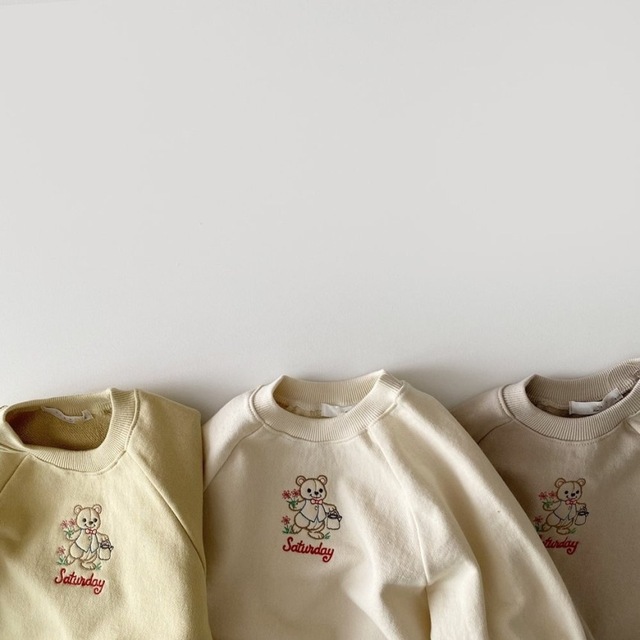 Długorękawowa bluza z haftowanym misiem dla dzieci - nowa kolekcja 2021 - Wianko - 3