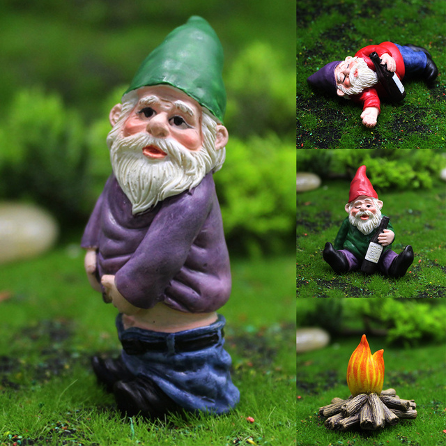 Figurka żywiczna - Miniaturowy ogród z-gnuśkami Fairy Garden Decor - Wianko - 1