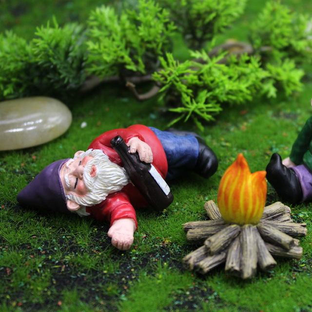 Figurka żywiczna - Miniaturowy ogród z-gnuśkami Fairy Garden Decor - Wianko - 7