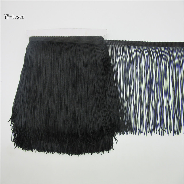 Czarna koronkowa wstążka frędzle poliestrowe, szerokość 5 metrów 20 cm dla sukienek latino - Wianko - 2