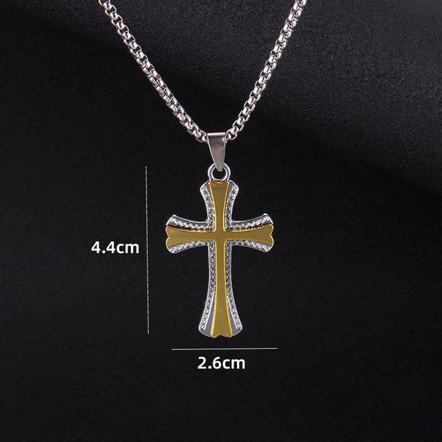 Męski wisiorek naszyjnik z ukrzyżowanym jezusem, biżuteria metalowa z łańcuchem - Wianko - 11
