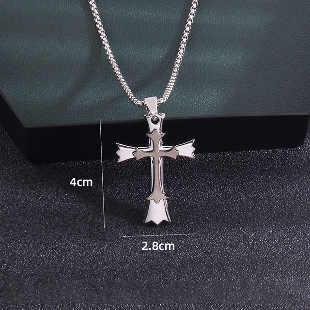 Męski wisiorek naszyjnik z ukrzyżowanym jezusem, biżuteria metalowa z łańcuchem - Wianko - 18