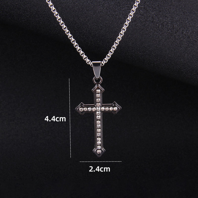 Męski wisiorek naszyjnik z ukrzyżowanym jezusem, biżuteria metalowa z łańcuchem - Wianko - 32
