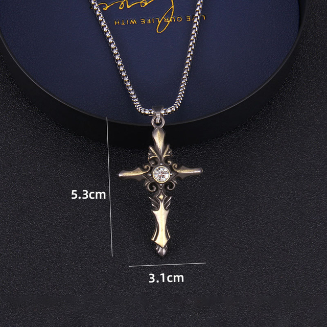 Męski wisiorek naszyjnik z ukrzyżowanym jezusem, biżuteria metalowa z łańcuchem - Wianko - 16