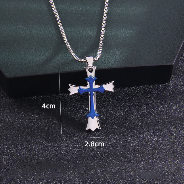 Męski wisiorek naszyjnik z ukrzyżowanym jezusem, biżuteria metalowa z łańcuchem - Wianko - 8