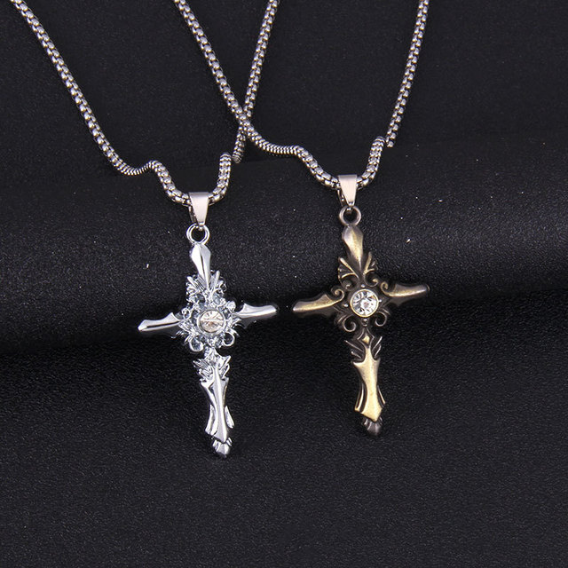 Męski wisiorek naszyjnik z ukrzyżowanym jezusem, biżuteria metalowa z łańcuchem - Wianko - 15