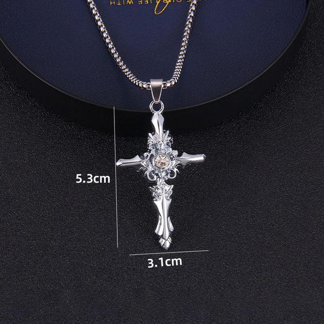 Męski wisiorek naszyjnik z ukrzyżowanym jezusem, biżuteria metalowa z łańcuchem - Wianko - 5