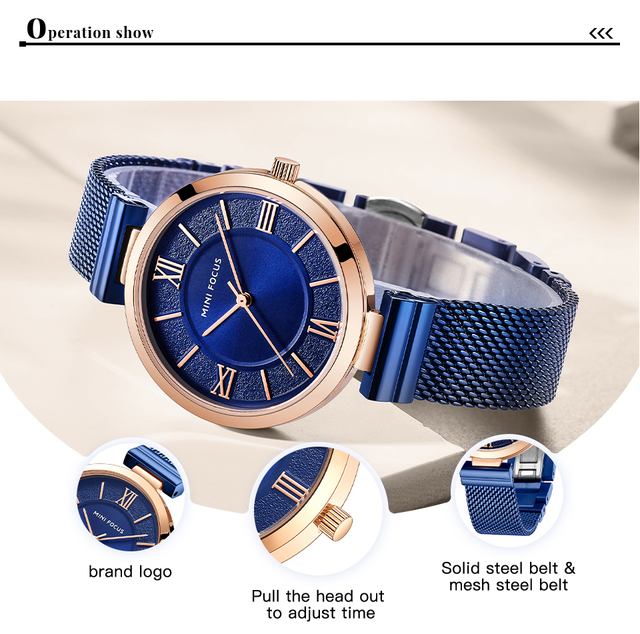 Nowy zegarek damski MINI FOCUS - kreatywny, wodoodporny, stal nierdzewna, w modnym opakowaniu - Wianko - 6