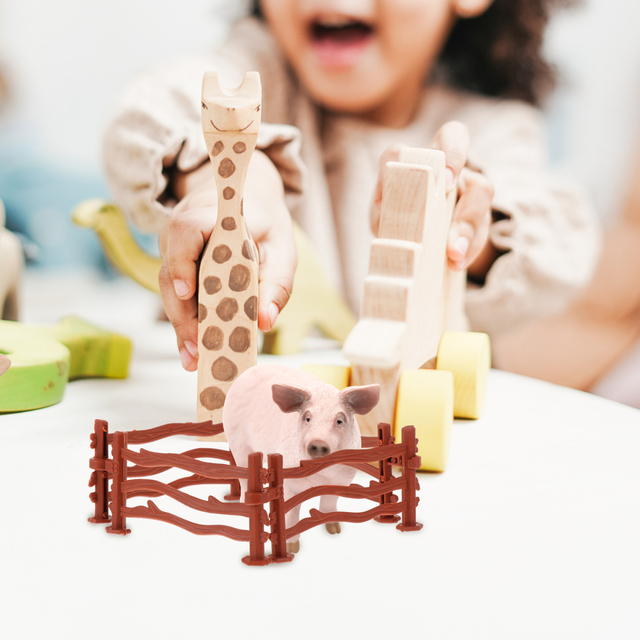 Zestaw 50 plastikowych zabawek symulujących ogrodzenie DIY Farm Ranch Zoo - dekoracje stolika piaskownicy, modele edukacyjne dla dzieci - Wianko - 4