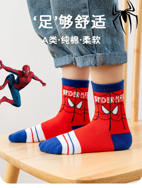 Skarpety Disney Anime Marvel Superhero Spiderman dla chłopców i dziewcząt 1-12 lat - zestaw 5 par - Wianko - 1