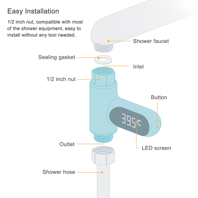 Termometr cyfrowy LED do wody - Monitor temperatury wody w kąpieli i prysznicu - Wianko - 11
