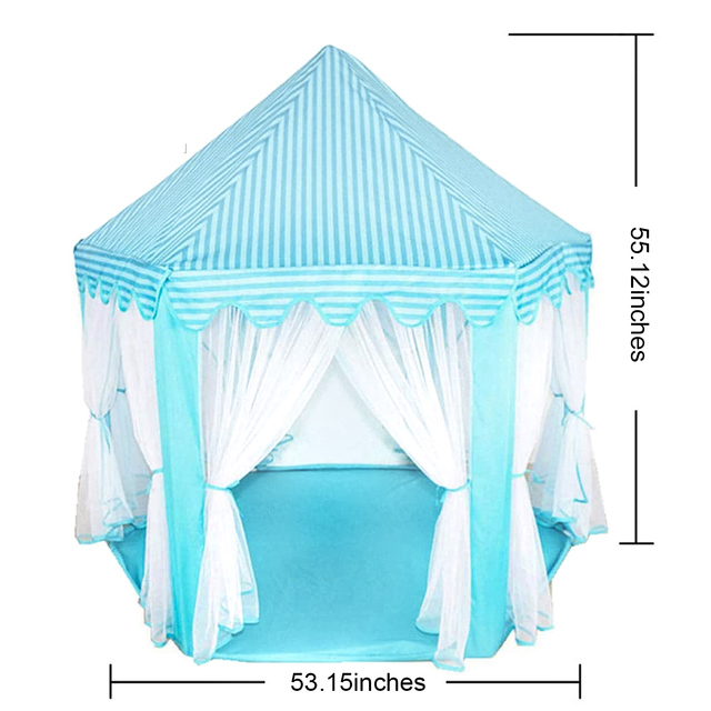 Różowy i niebieski namiot Playtent z zamkiem - przenośny dom zabaw dla dzieci, basen z piłeczkami - Wianko - 10